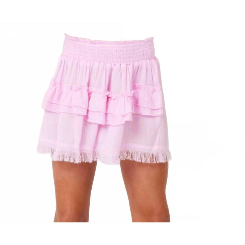 NEW VINTAGE HAVANA layered raw edged skirt in light pink
